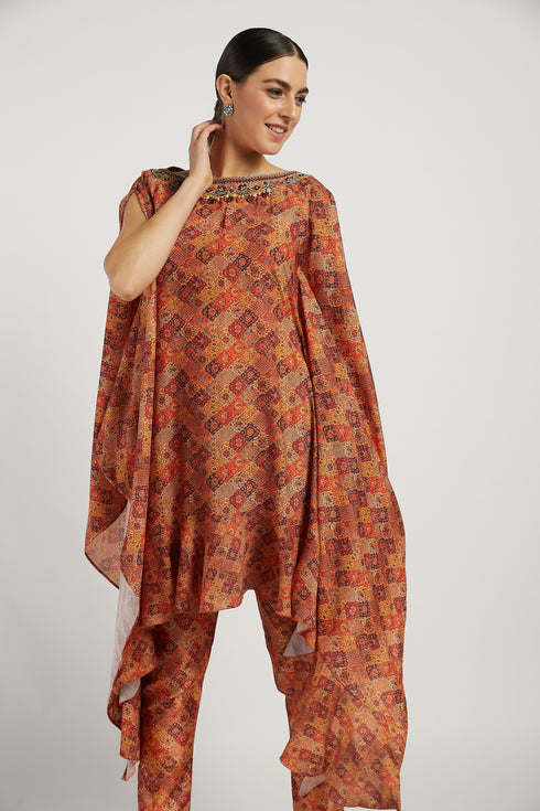 Coral Lana Kaftan Kurta Set